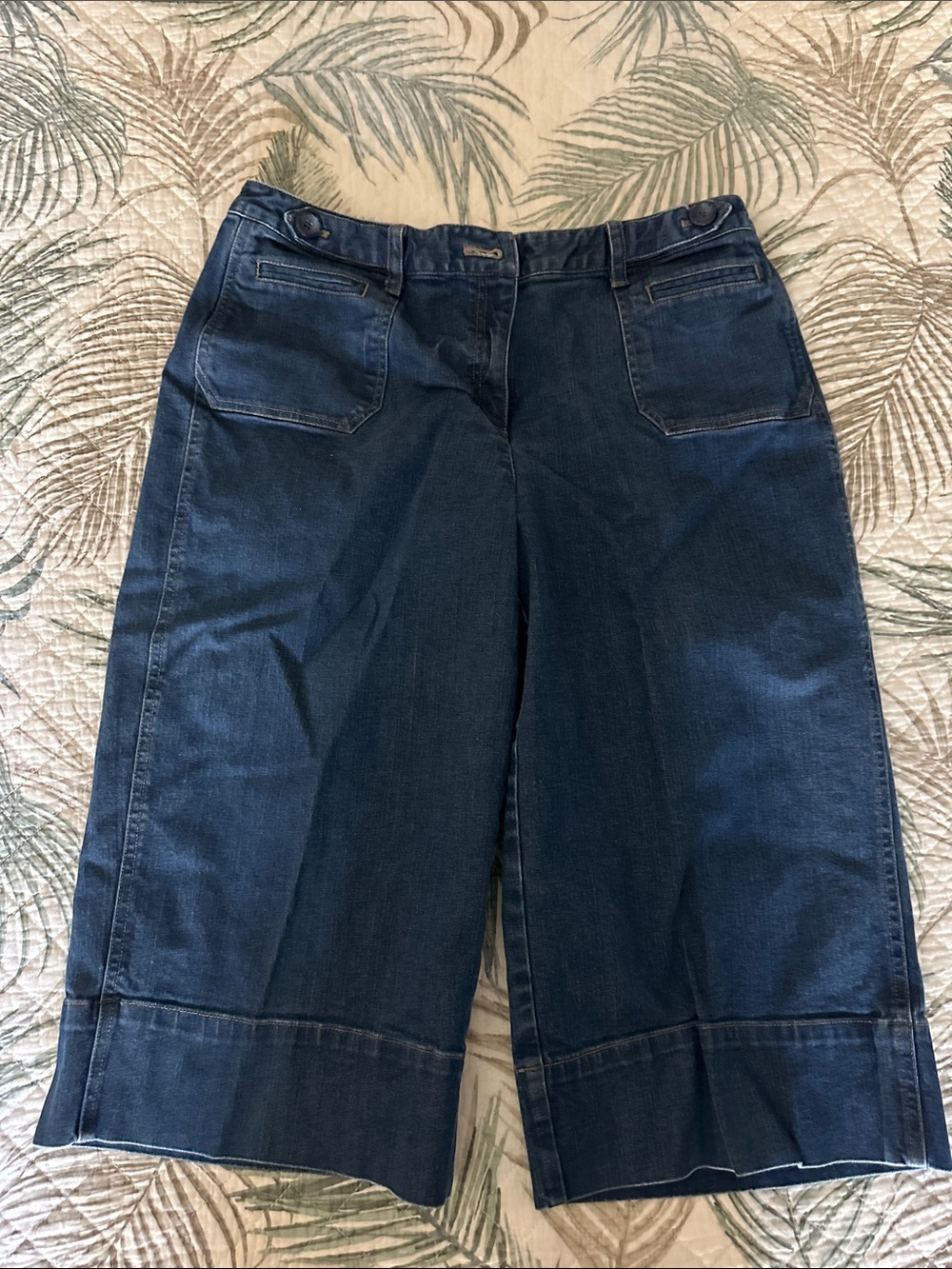 Talbots Dark Blue Wide Leg Denim Culottes